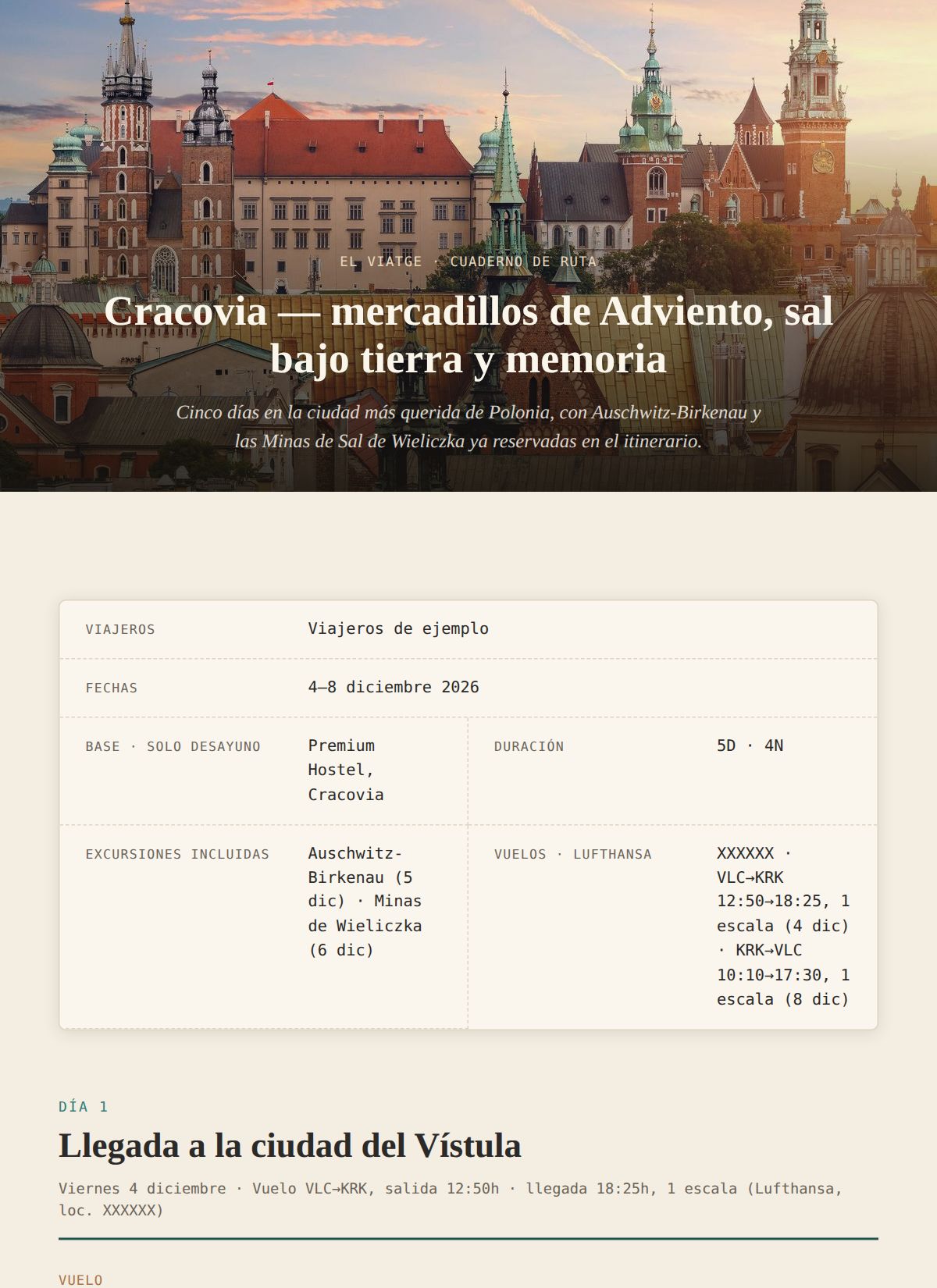Cuaderno de ruta de un viaje a Cracovia