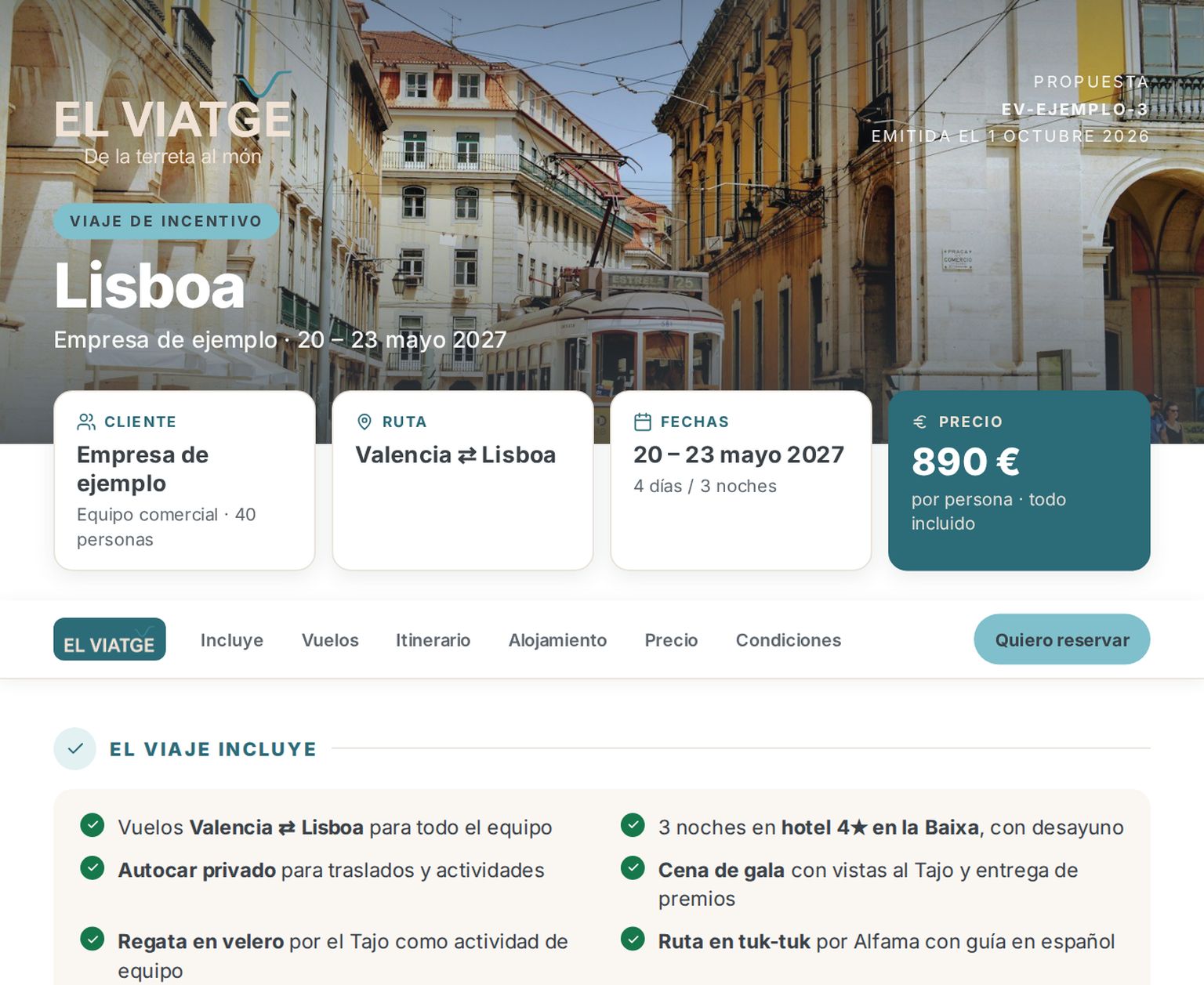 Beispielangebot für eine Incentive-Reise nach Lissabon